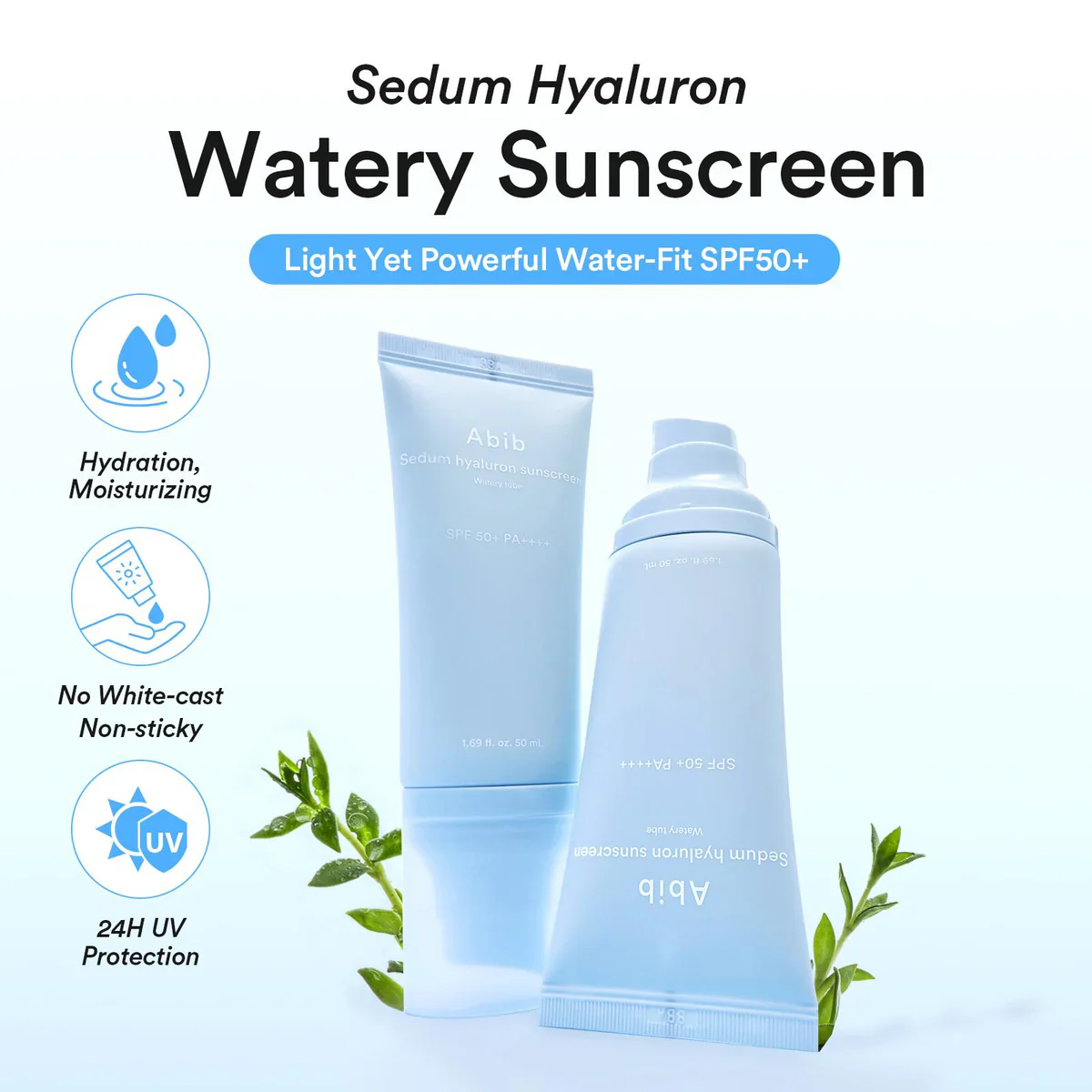 Abib Sedum Hyaluron Sunscreen Watery Tube SPF50+ PA++++